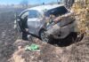 Palmas de Monte Alto: mulher fica ferida após carro sair da pista e capotar na BR-030